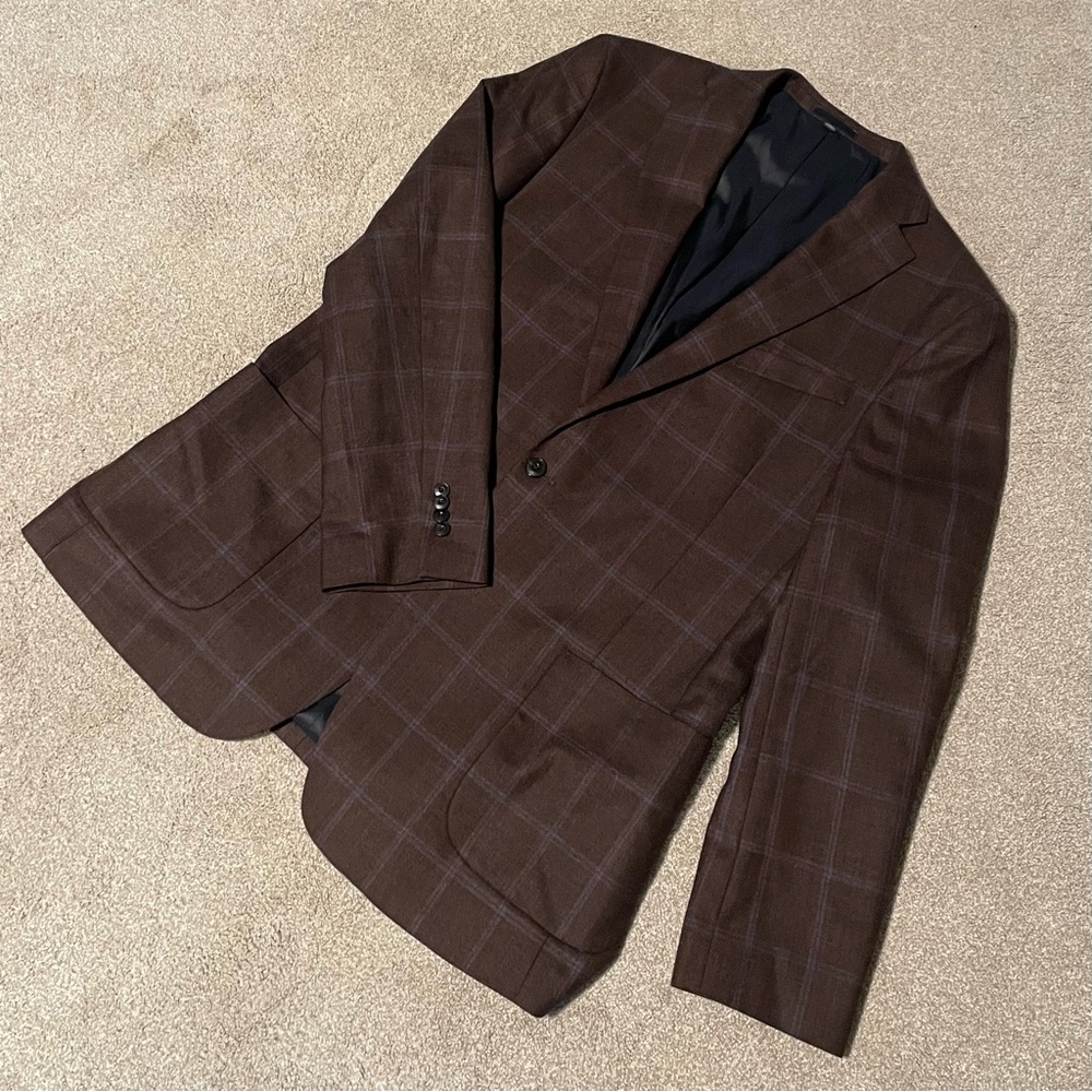 Classic Brown Checkered Men's Blazer